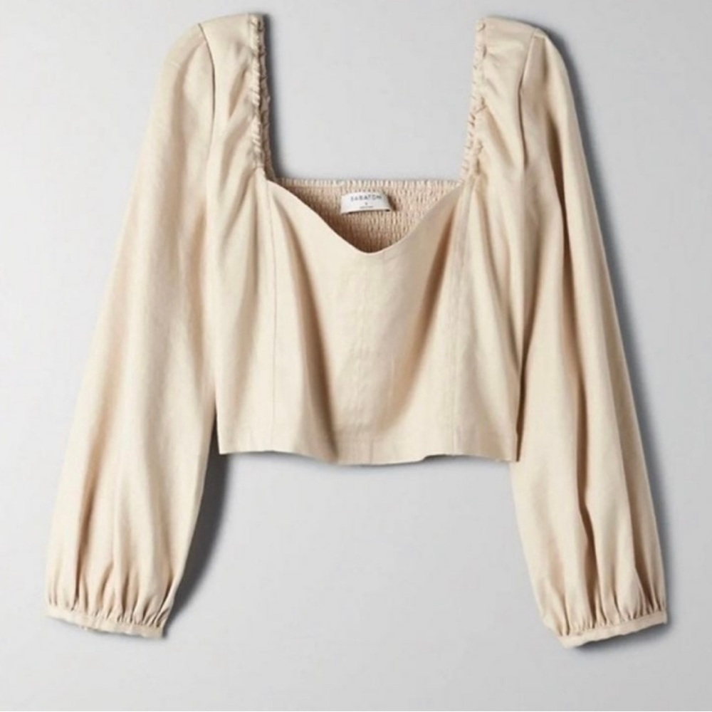 Aritzia Babaton Hadwyn Blouse, Cool Beige, Medium